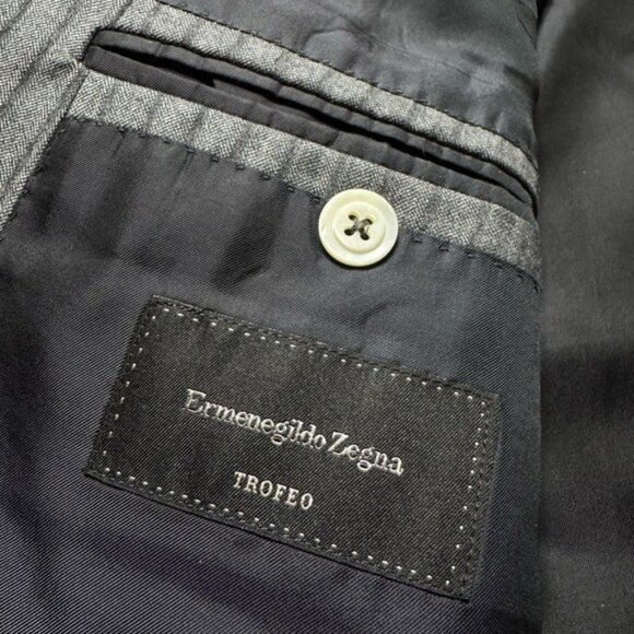 Ermenegildo Zegna Trofeo Men’s Wool Grey Pinstripe Sports Coat Blazer 48R 58 IT - Picture 8 of 11